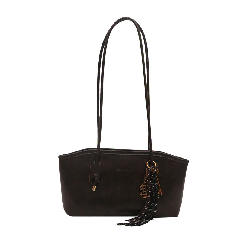 Bolso tote retro de gran capacidad con colgante para mujer, estilo urbano, de PU.
