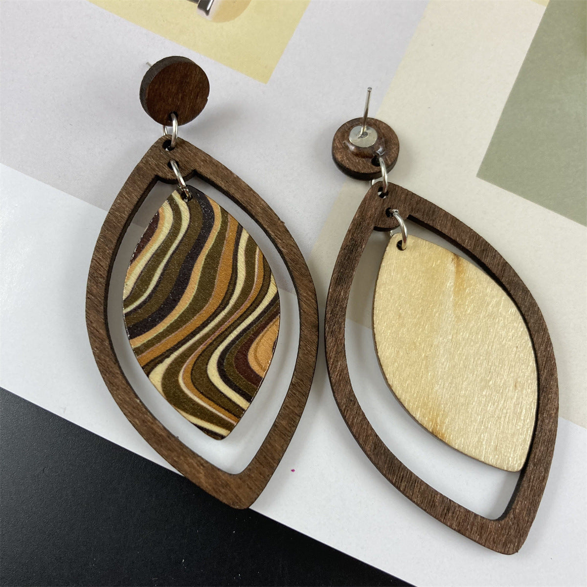 Boucles d'oreilles bohèmes vintage en forme de feuille pour femmes