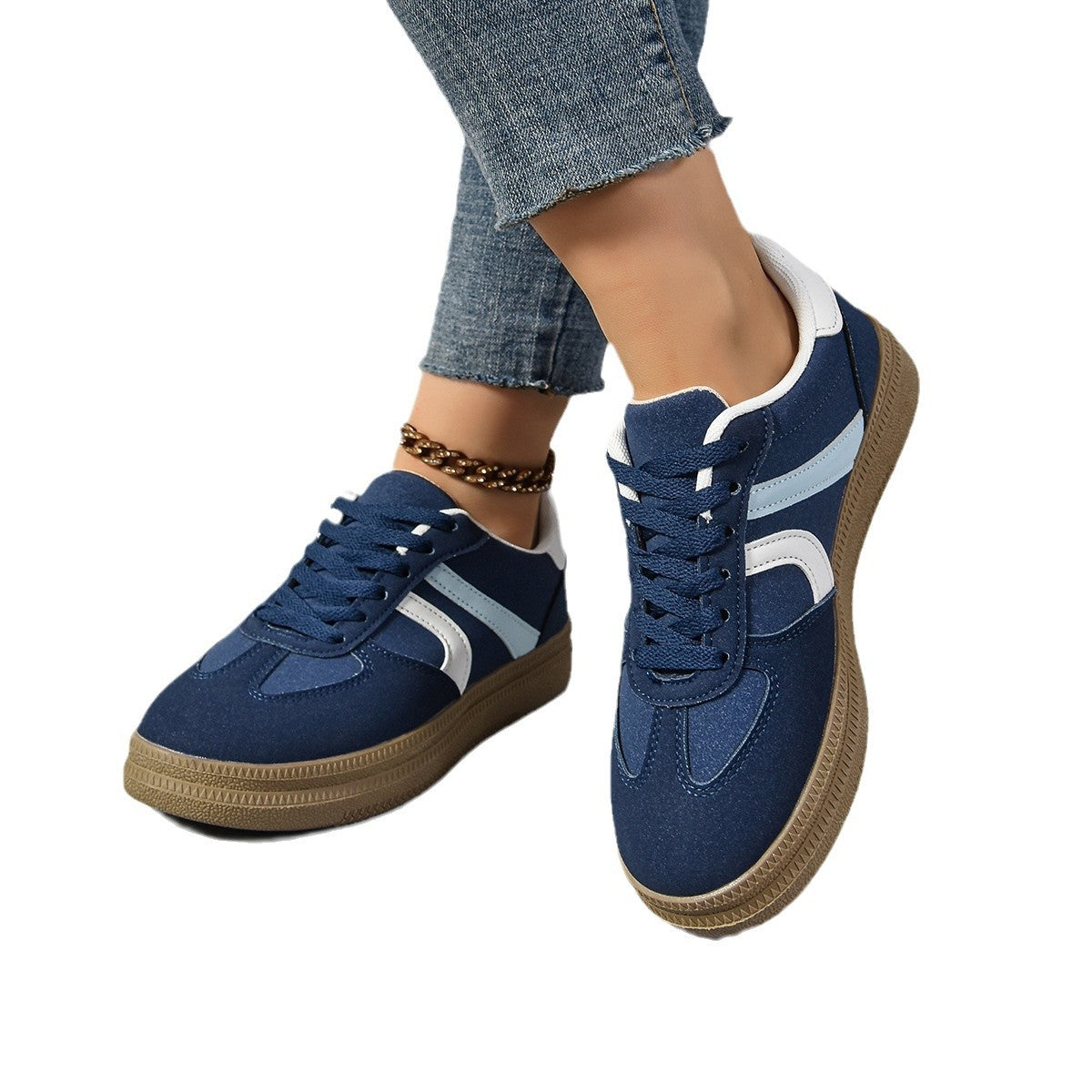 Zapatillas deportivas informales con suela gruesa y bloques de color a la moda para mujer