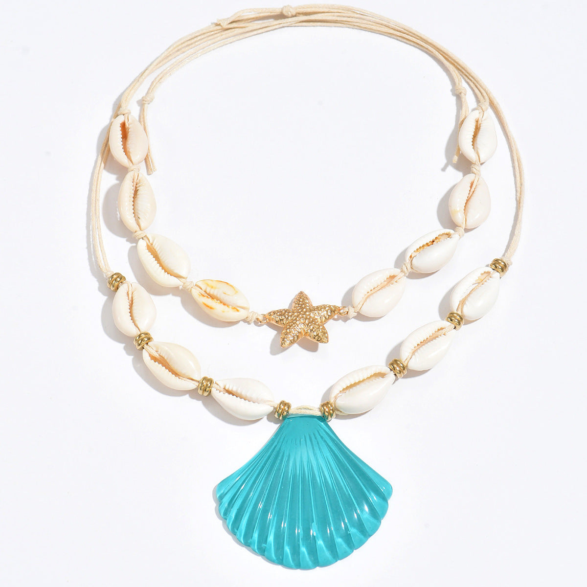 Bohemian Shell Pendant Sea Necklace with Resin Art
