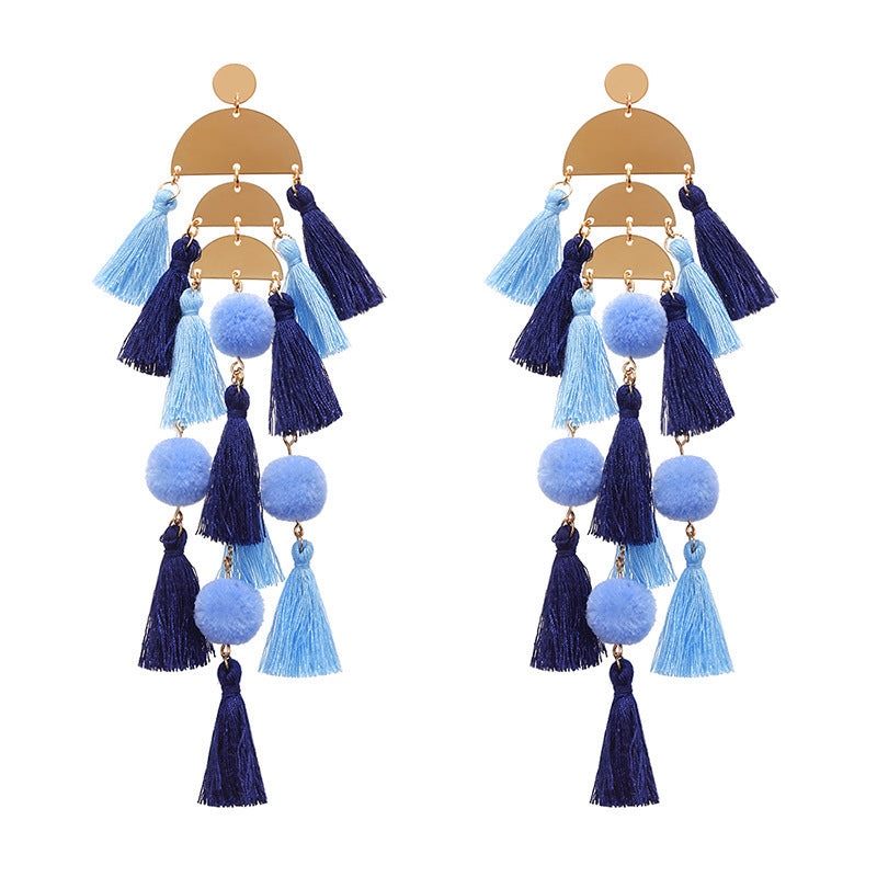 Pendientes bohemios con borlas multicapa para mujer