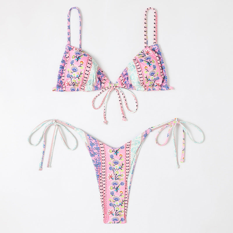 Summer Beach Vacation Women Bikini Tiny Flower Print