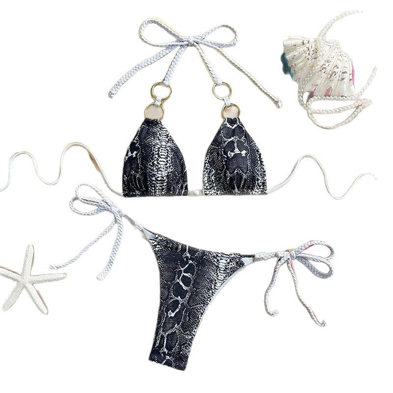 Bikini sexy con estampado de serpiente para mujer
