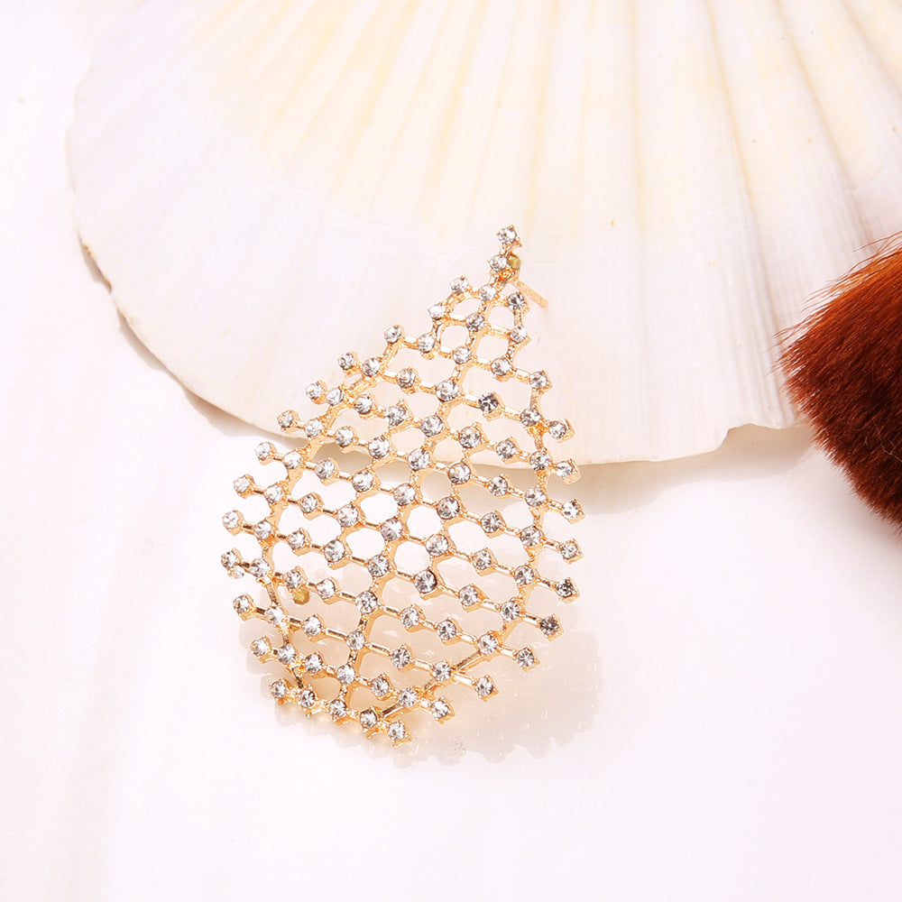 Boucles d'oreilles rétro exagérées en or avec strass et gouttes d'eau, bijoux élégants pour femmes
