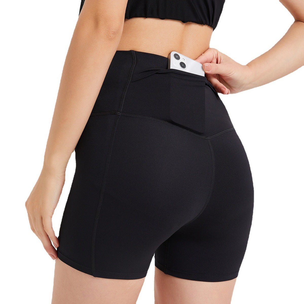 Short de sport de couleur unie pour femme, style yoga