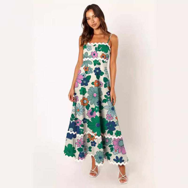 Women Casual Summer Vacation Floral Maxi Sun Dress