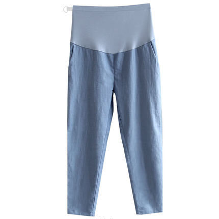 Pantalones casuales de algodón y lino de pierna ancha para mamás