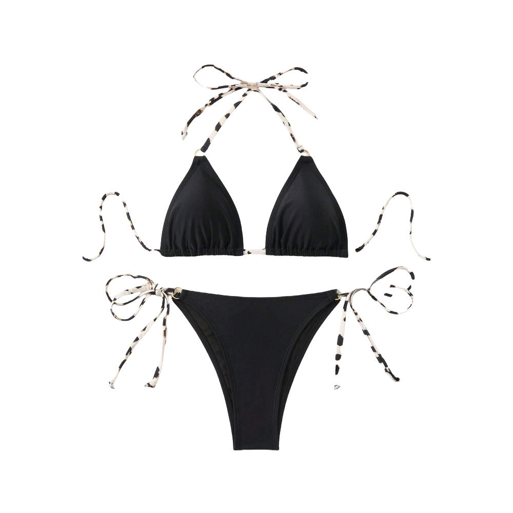 Women Sexy Lace-Up Bikini Black