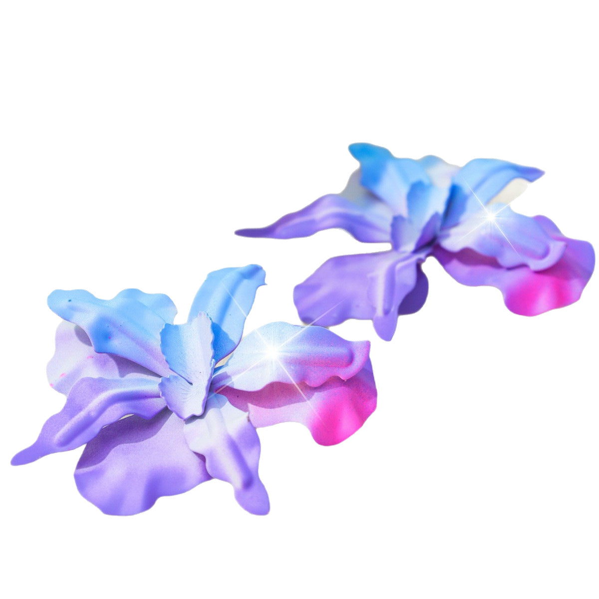 Fashion Exaggerated Gradient Floral Earrings Stylish Multicolor