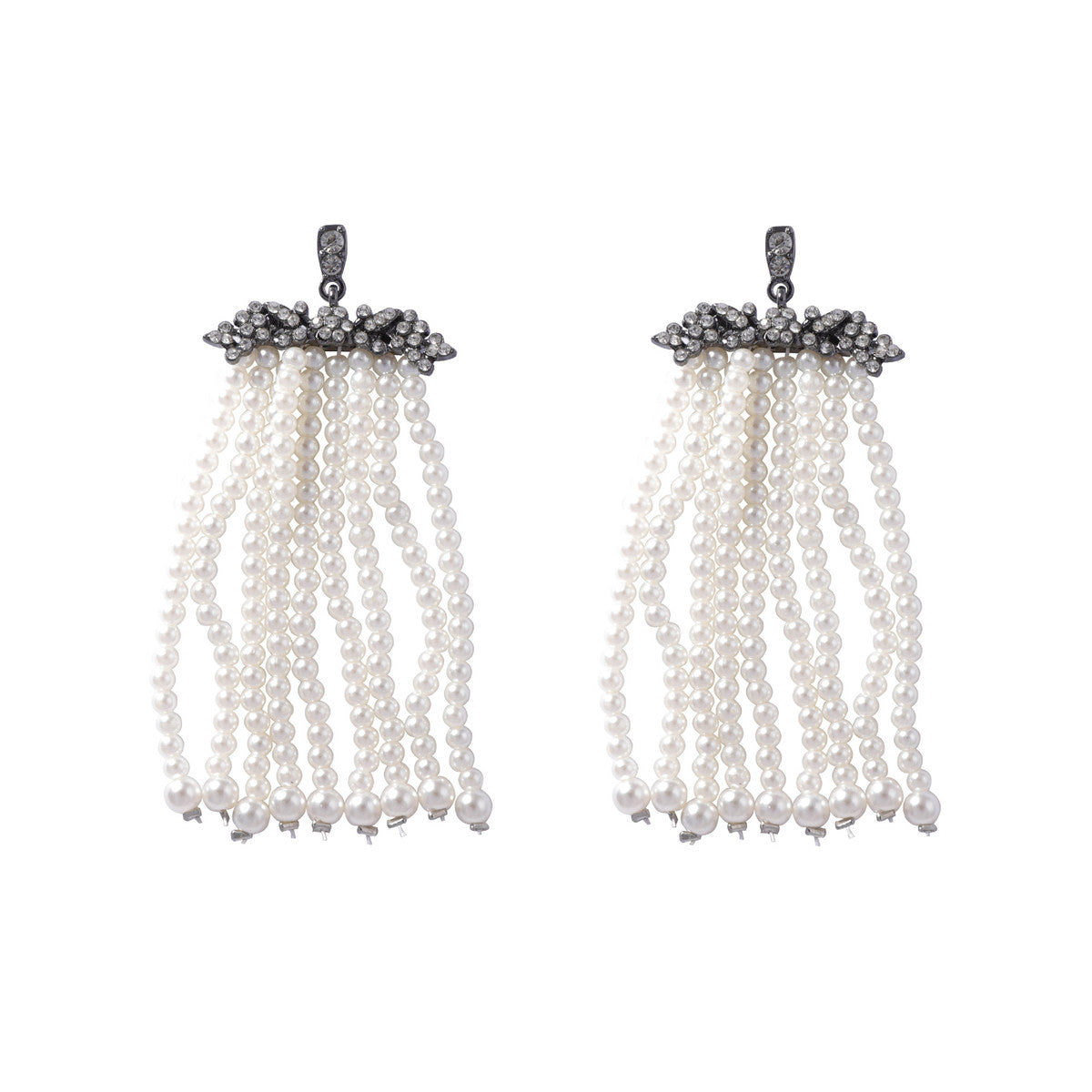 Elegantes pendientes de borlas con cascada de perlas de imitación