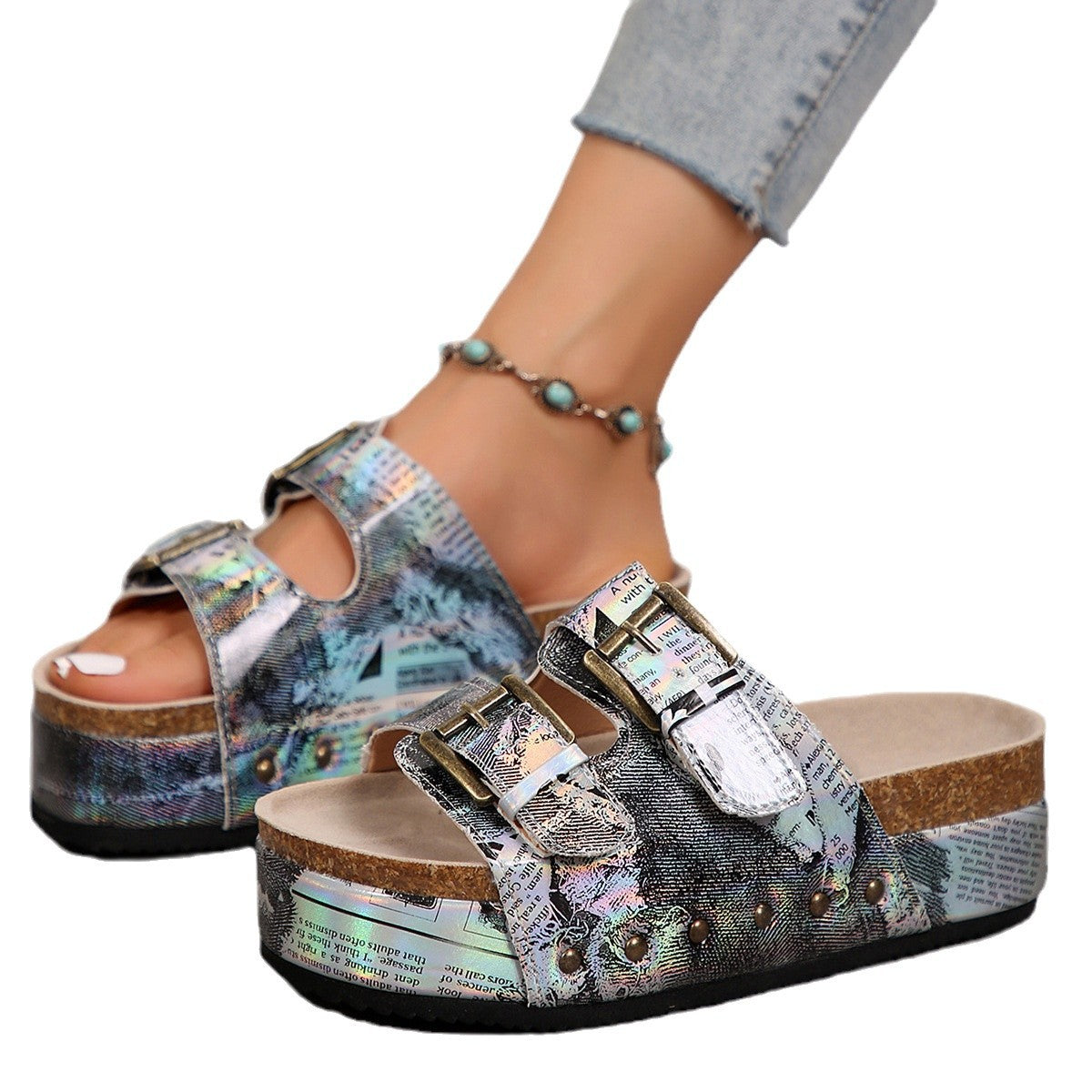 Plus Size Platform Rivet Women Beach Slippers
