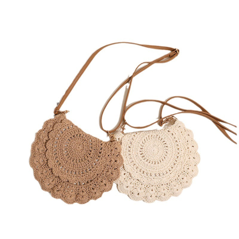 Bolso de hombro bohemio informal tejido - Mediano