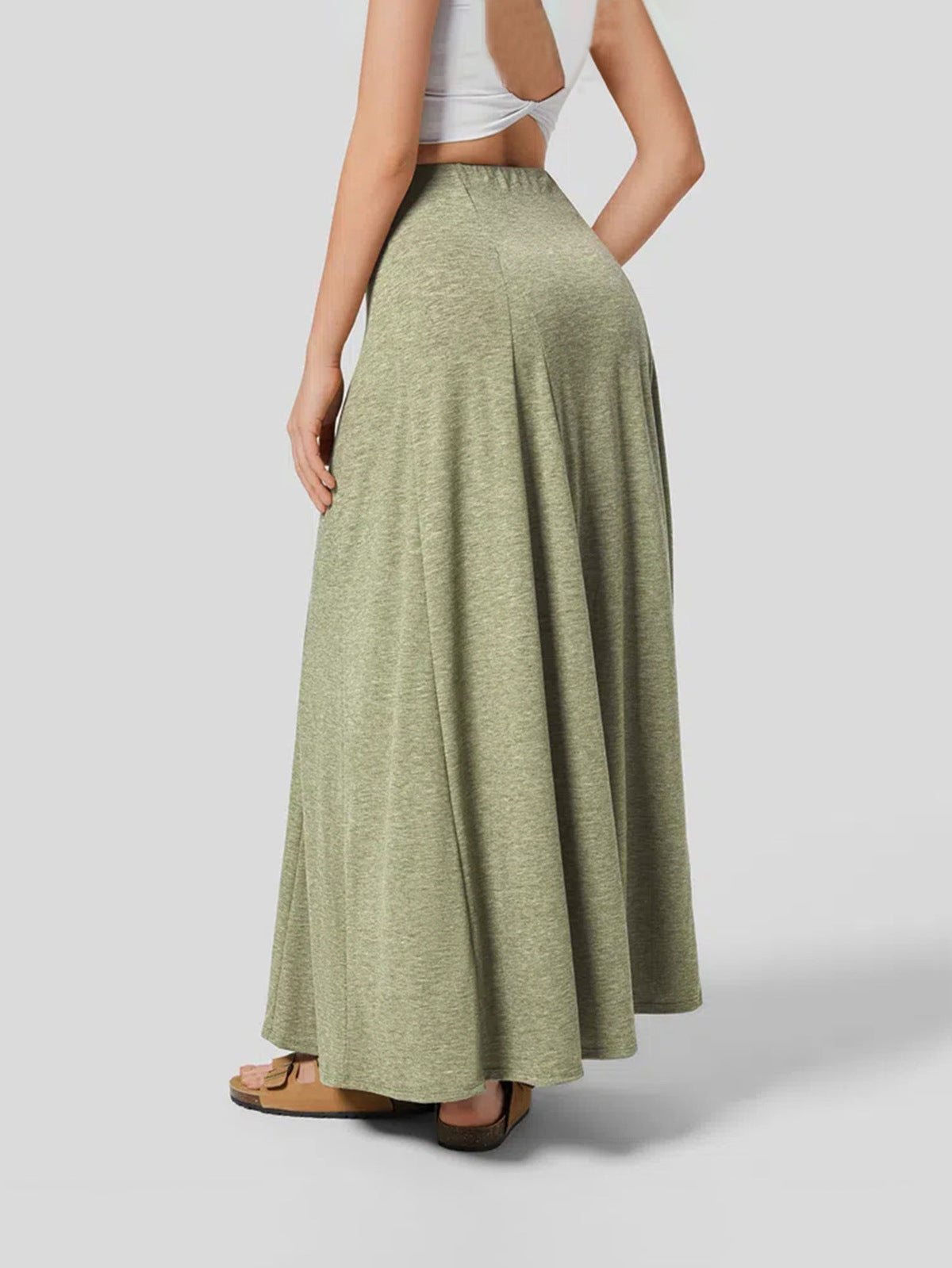 Falda holgada de punto de color liso informal a la moda para mujer