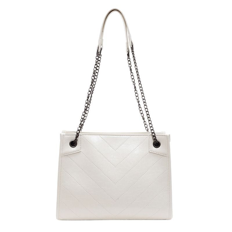 Sac fourre-tout décontracté en cuir de couleur unie pour femme, grande capacité