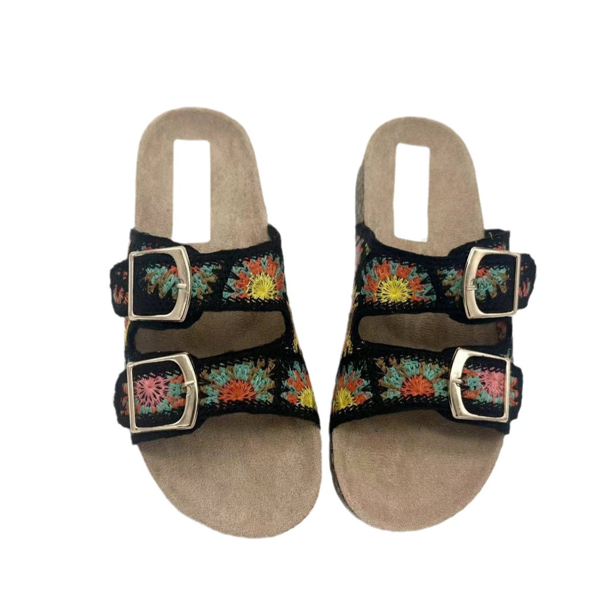 Chaussons tissés à double boucle pour femmes, style décontracté, idéal pour les vacances