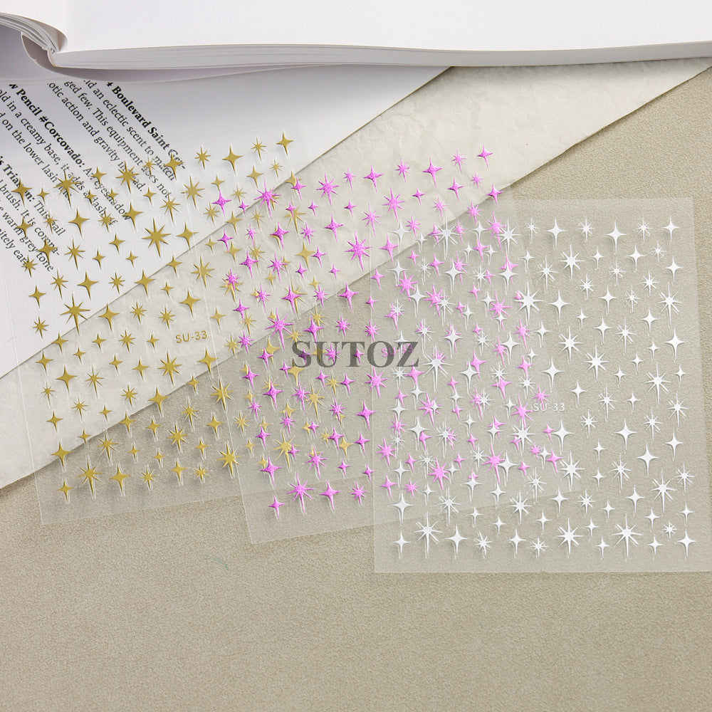 Autocollants pour nail art étoiles scintillantes