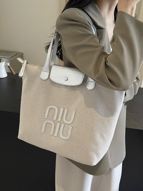Bolso de mano de lona con letras informales de moda de verano para mujer