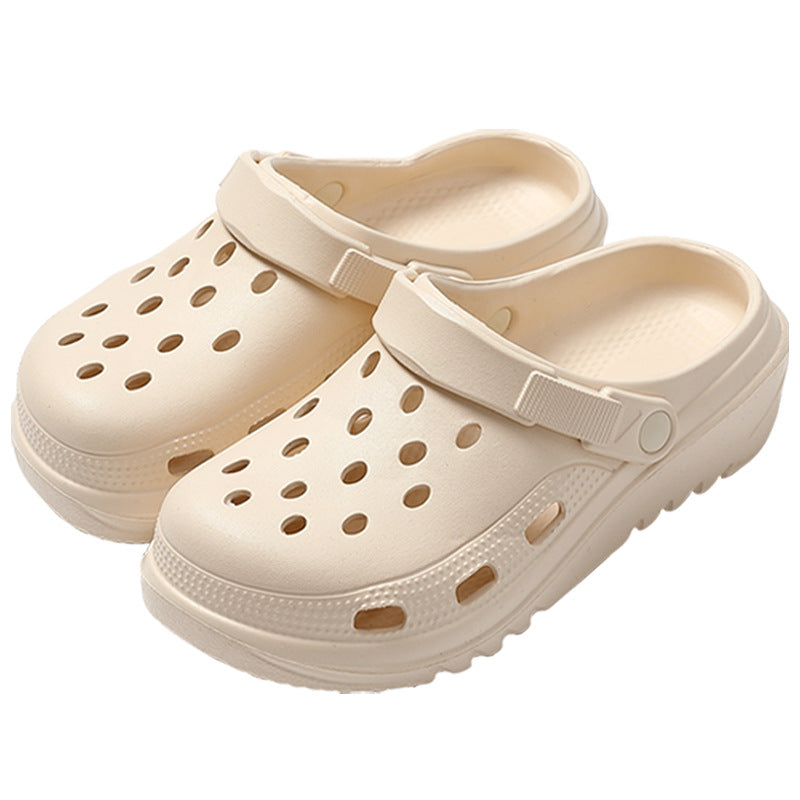 Women Fashion Casual Solid Color Thick Sole Hole Shoes