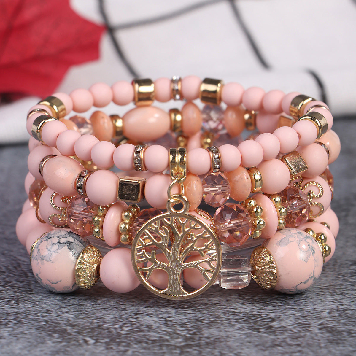 Conjunto de pulseras de cuentas multicapa estilo retro bohemio