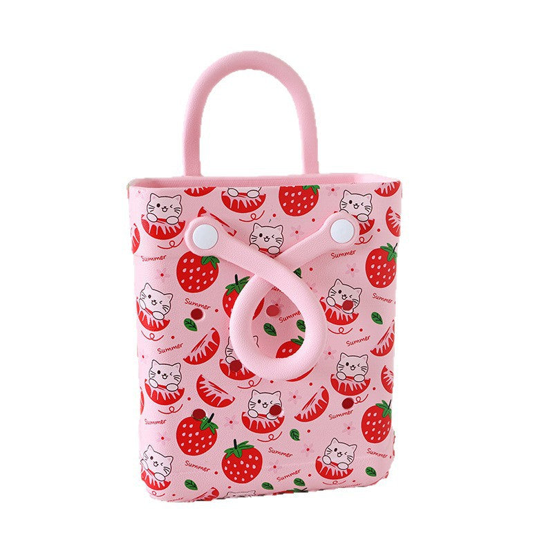 Sac à trou imprimé dessin animé tendance, sac en gelée EVA pour femmes et enfants