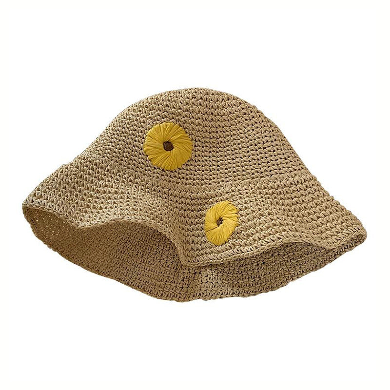 Summer Women Simple Straw Woven Daisy Sun Hat