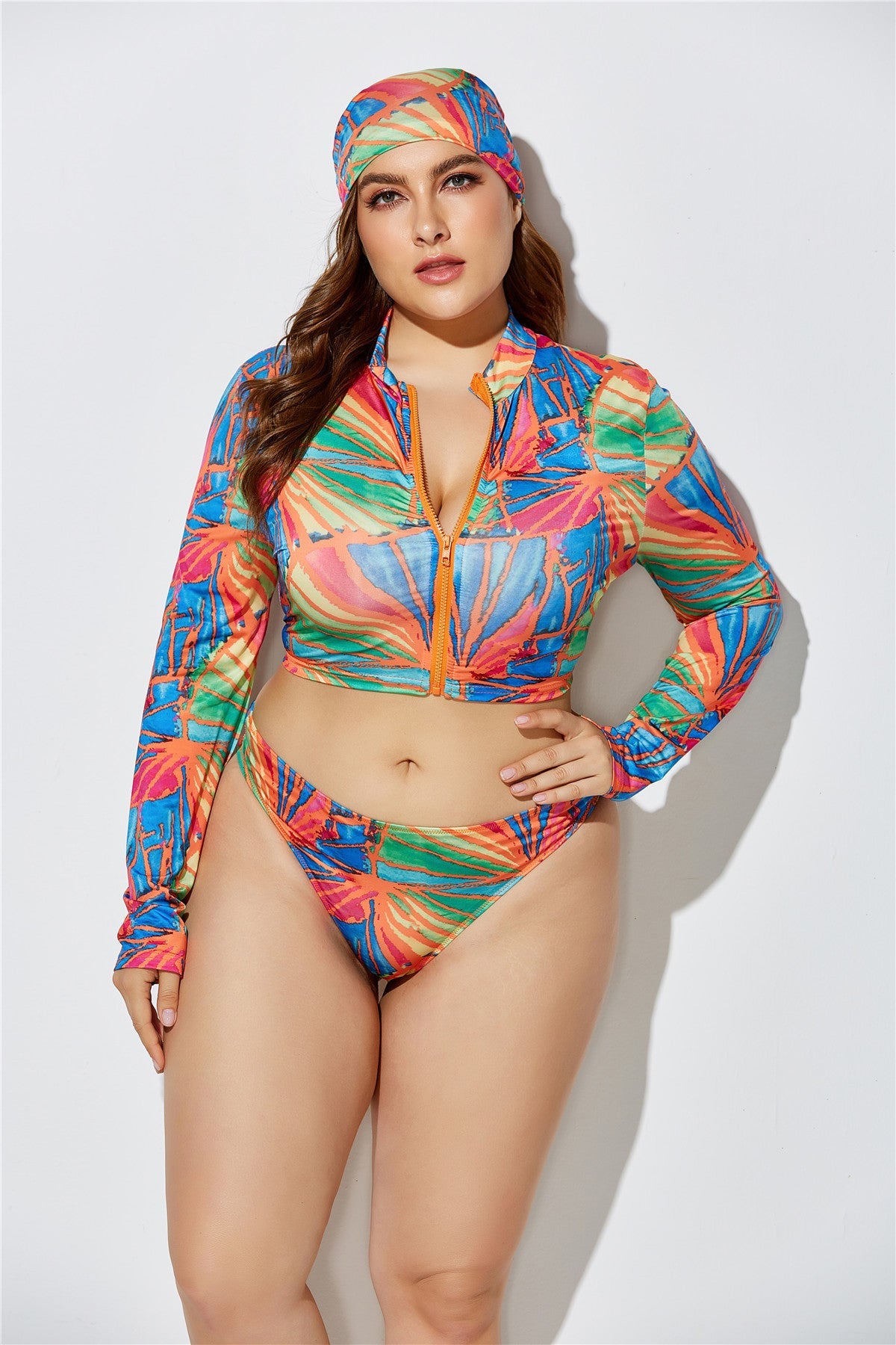 Women Fashion Sexy Printed Plus Size Swimsuit Set