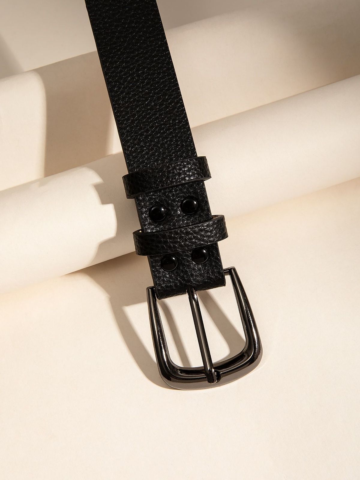 Ceinture à boucle simple à motif litchi pour femme