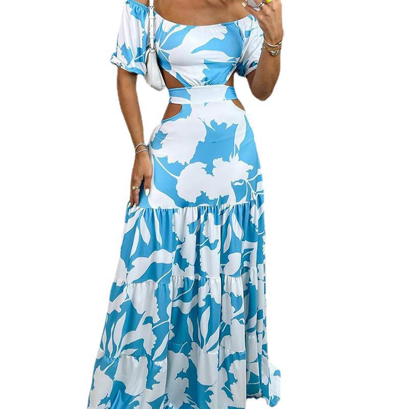 Robe décontractée à épaules dénudées et imprimé floral pour femme