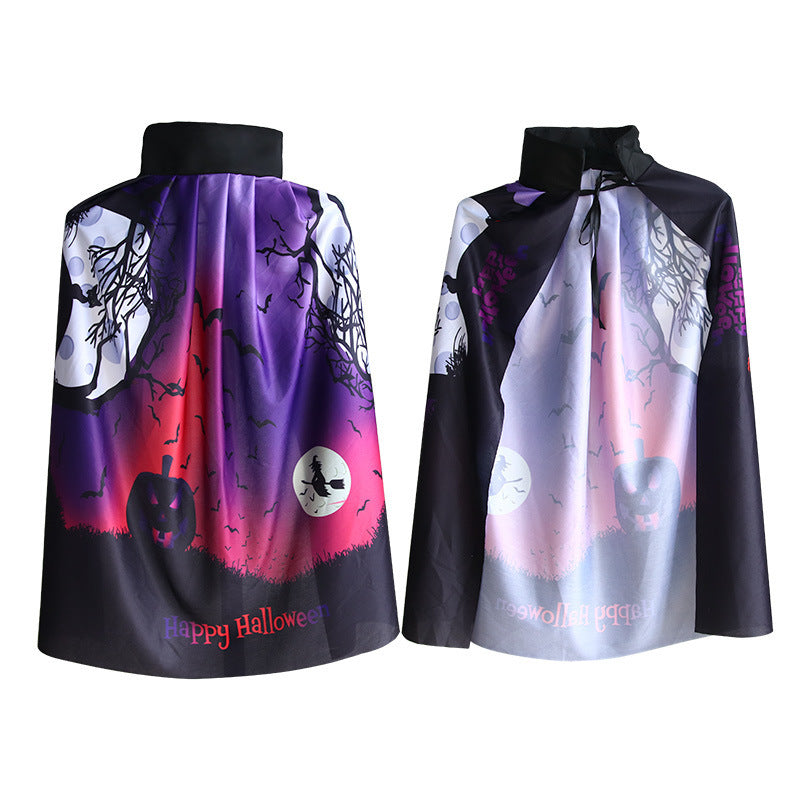 Halloween Digital Printing Pumpkin Ghost Pattern Cloak