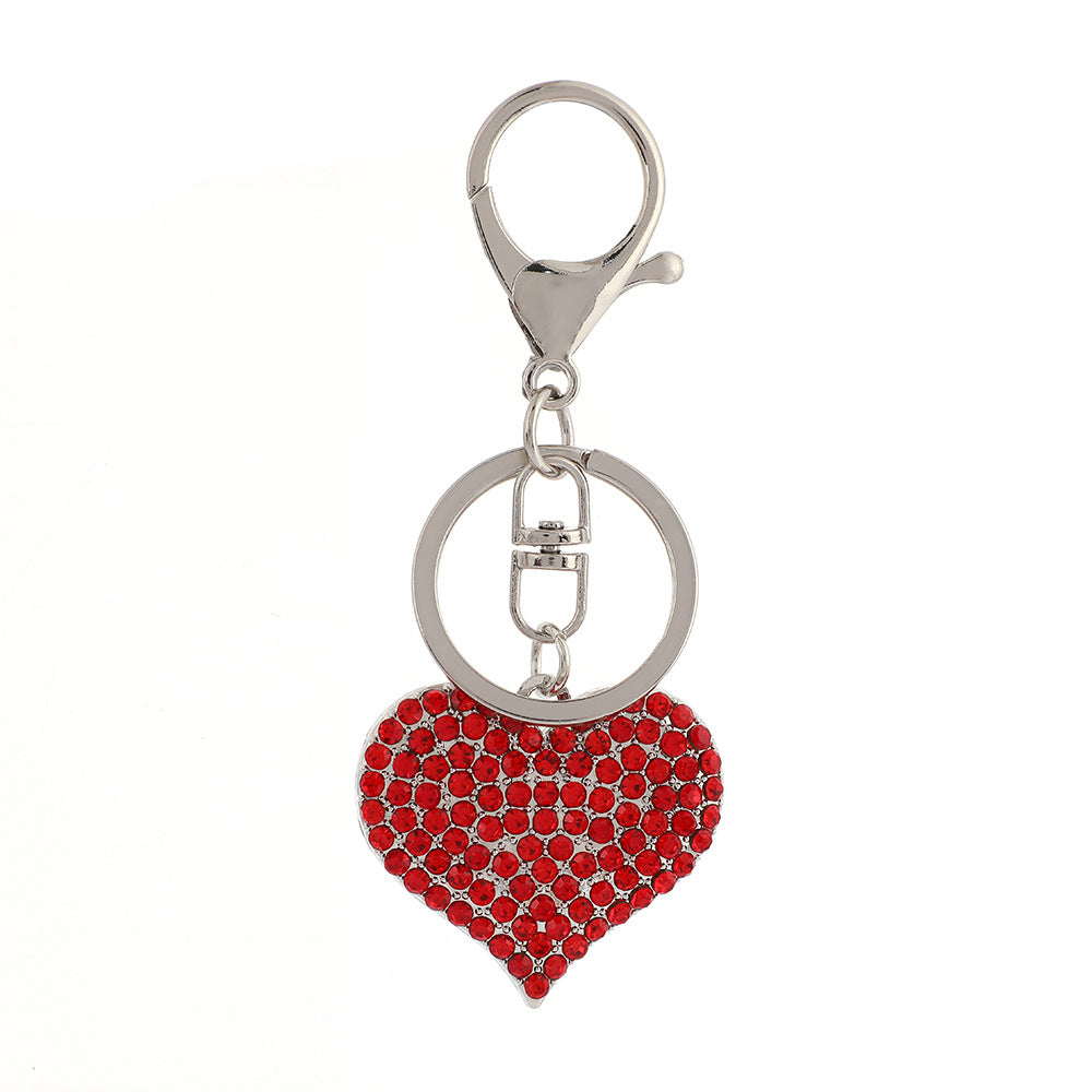 Llavero con colgante de corazón de diamantes de imitación para mujer