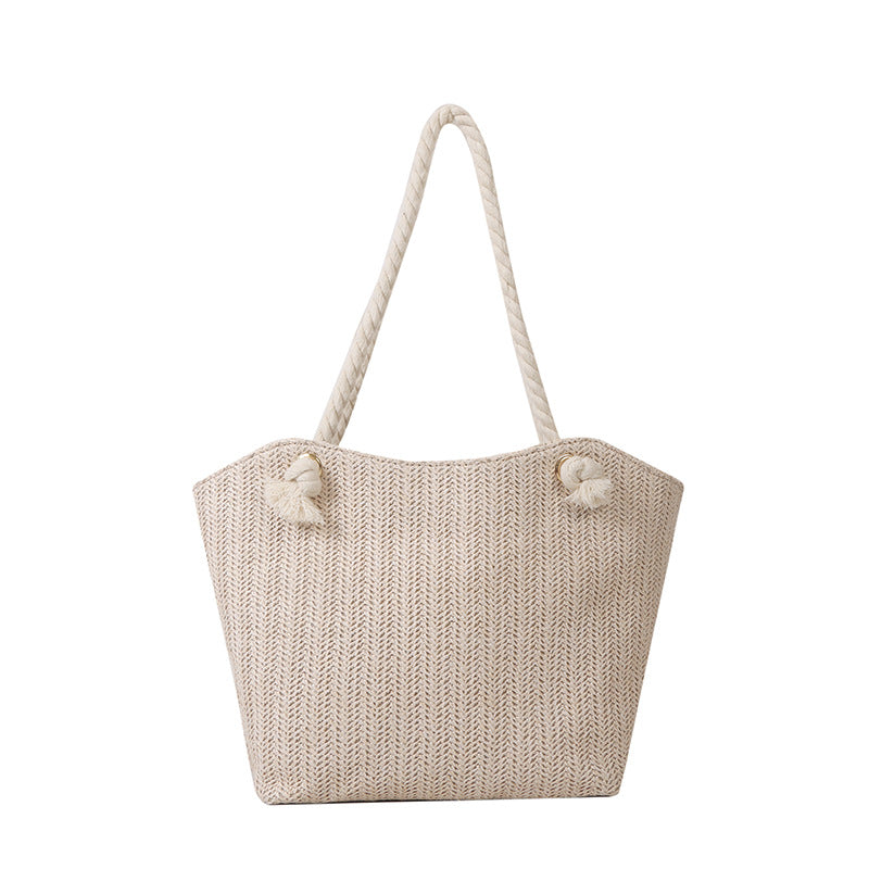 Bolso de hombro de paja tejida de gran capacidad y de moda