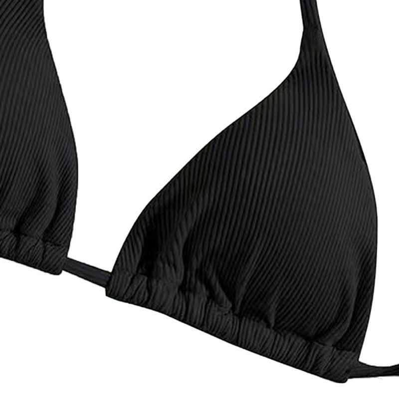 Maillot de bain bikini dos nu sexy et simple de couleur unie pour femmes