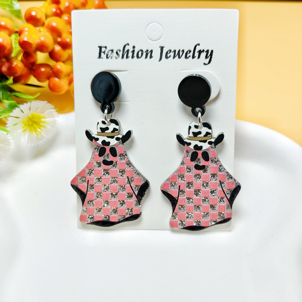 Halloween Ghost Acrylic Earrings with Personalized Print