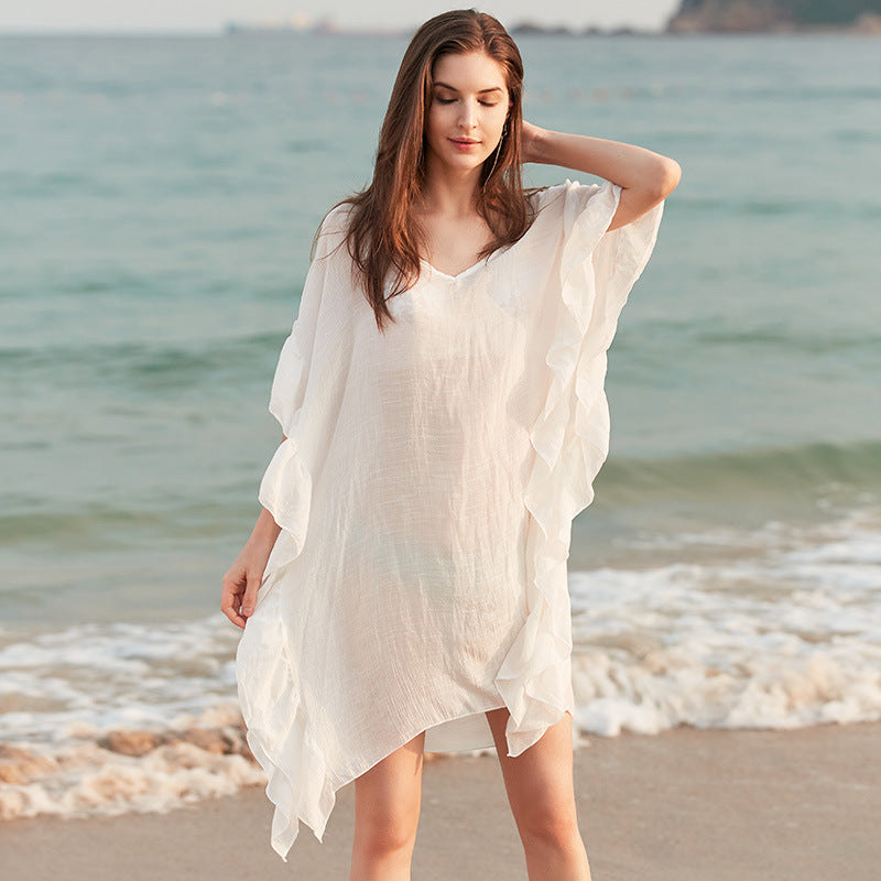 Summer Women Casual Beach Bat Shirt Cover-Up