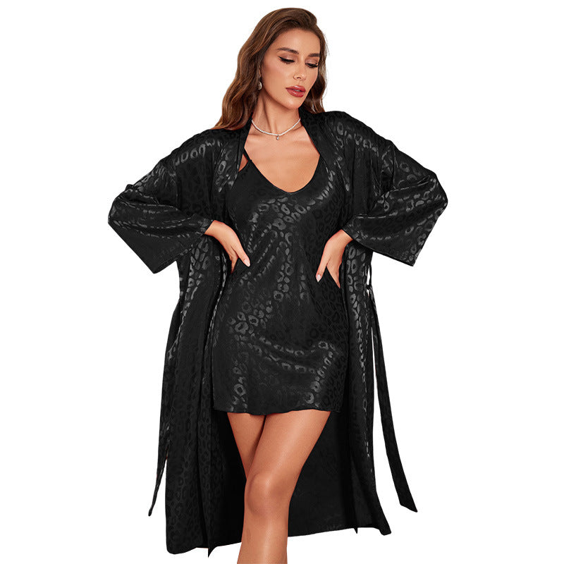 Ensemble pyjama deux pièces en soie imprimée sexy pour femme