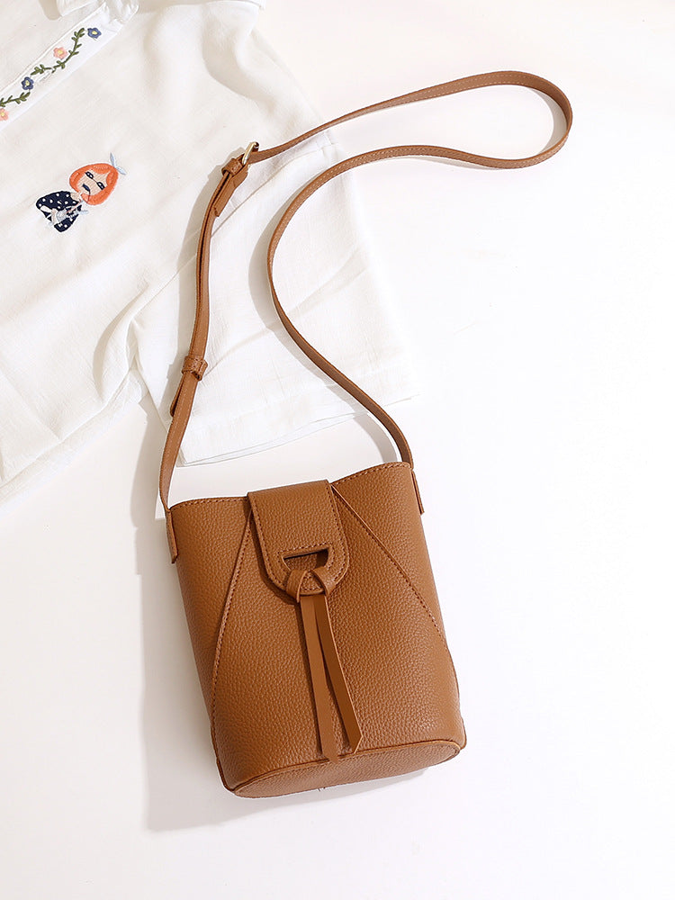 Women Soft Leather Solid Color Crossbody Phone Bag