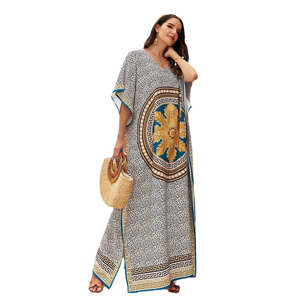 Women Fashion Casual Vacation Beach V-Neck Cover-Up