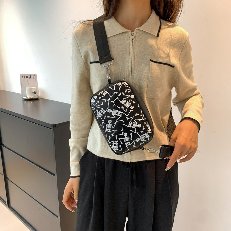 Bolso de hombro creativo y divertido con diseño de calavera para Halloween