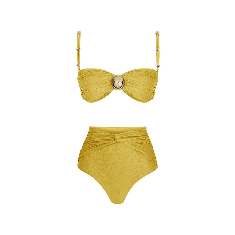 Traje de baño de bikini de cintura alta para mujer para vacaciones de verano