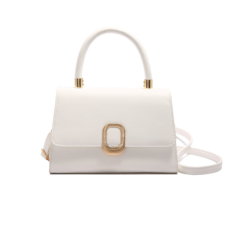 Bolso de hombro cuadrado pequeño con hebilla de metal simple e informal para mujer - Bandolera minimalista de PU