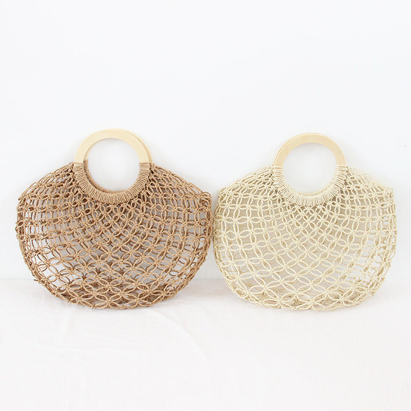 Bohemian Holiday Beach Hollow Straw Handbag