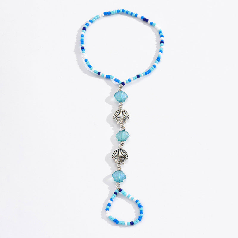 Bohemian Woven Shell Rice Beads Stretch Foot