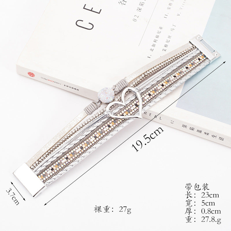 Bohemian Multi-Layer Leather Heart Bracelet