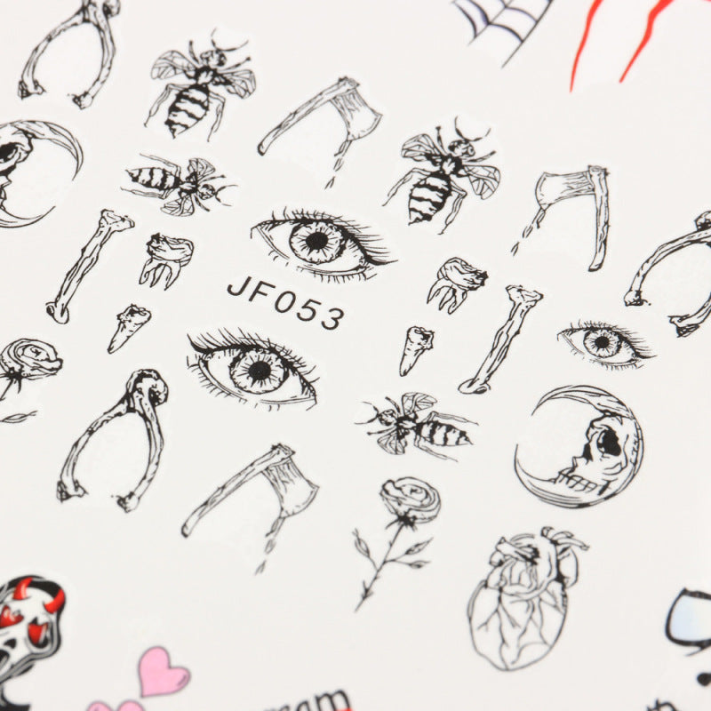 Halloween Series Funny Skull Bone Ghost Diy Nail Sticker