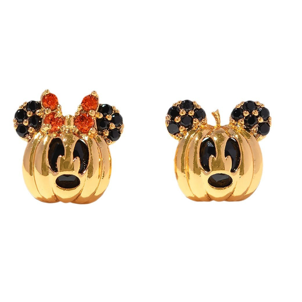 Pendientes de Halloween con dibujos animados de moda, chapados en cobre dorado