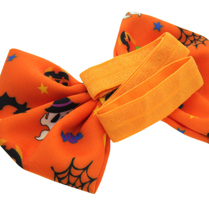 Bandeau élastique pour cheveux avec nœud et imprimé citrouille pour enfants
