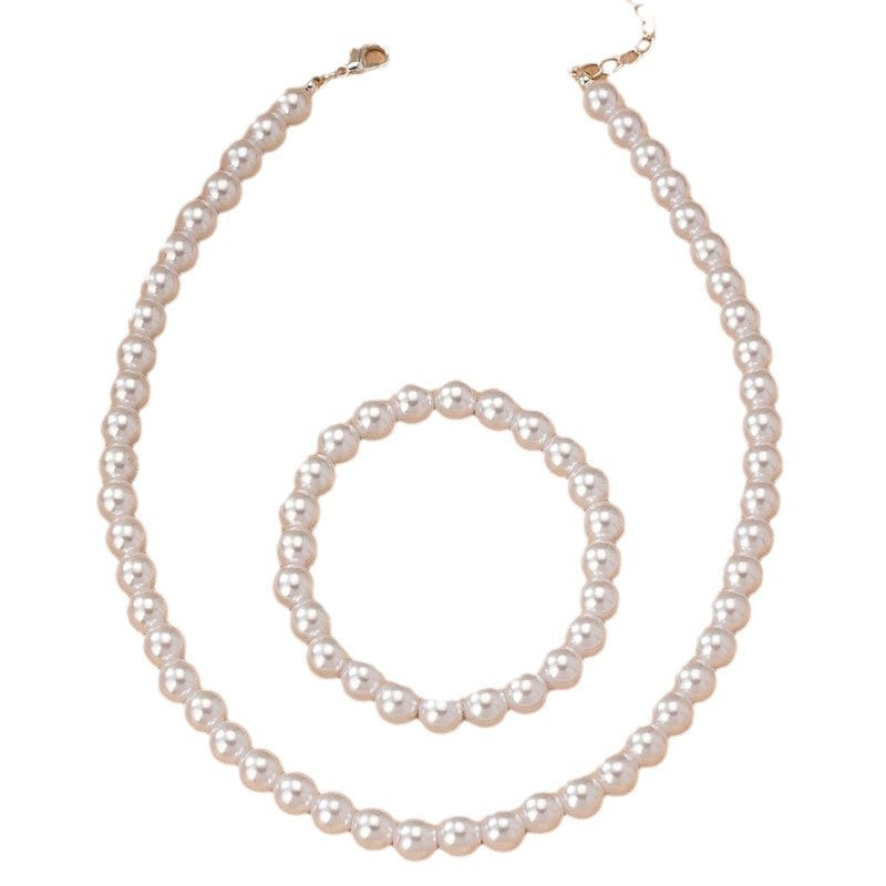 Conjunto de joyería de perlas de imitación de 8 mm de moda y elegante