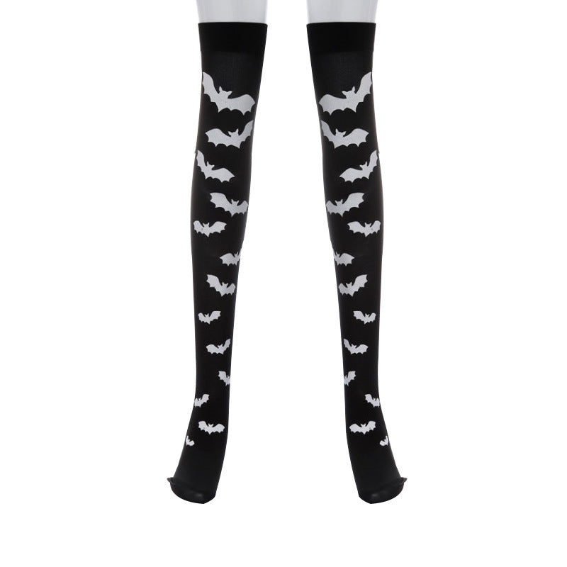 Women Funny Halloween Skeleton Bat Spider Web Stockings