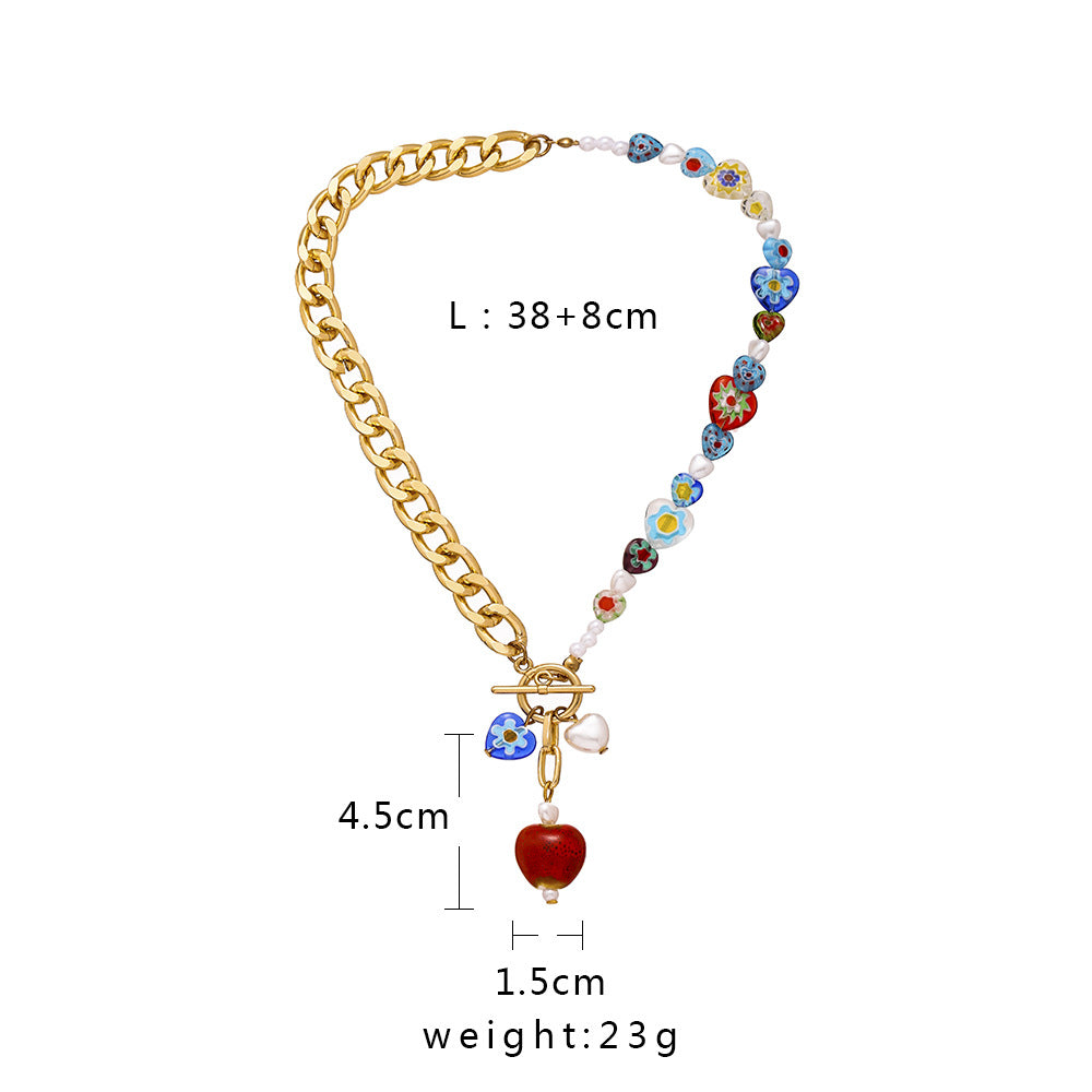 Collar elegante de perlas con forma de corazón de Bohemian Glaze