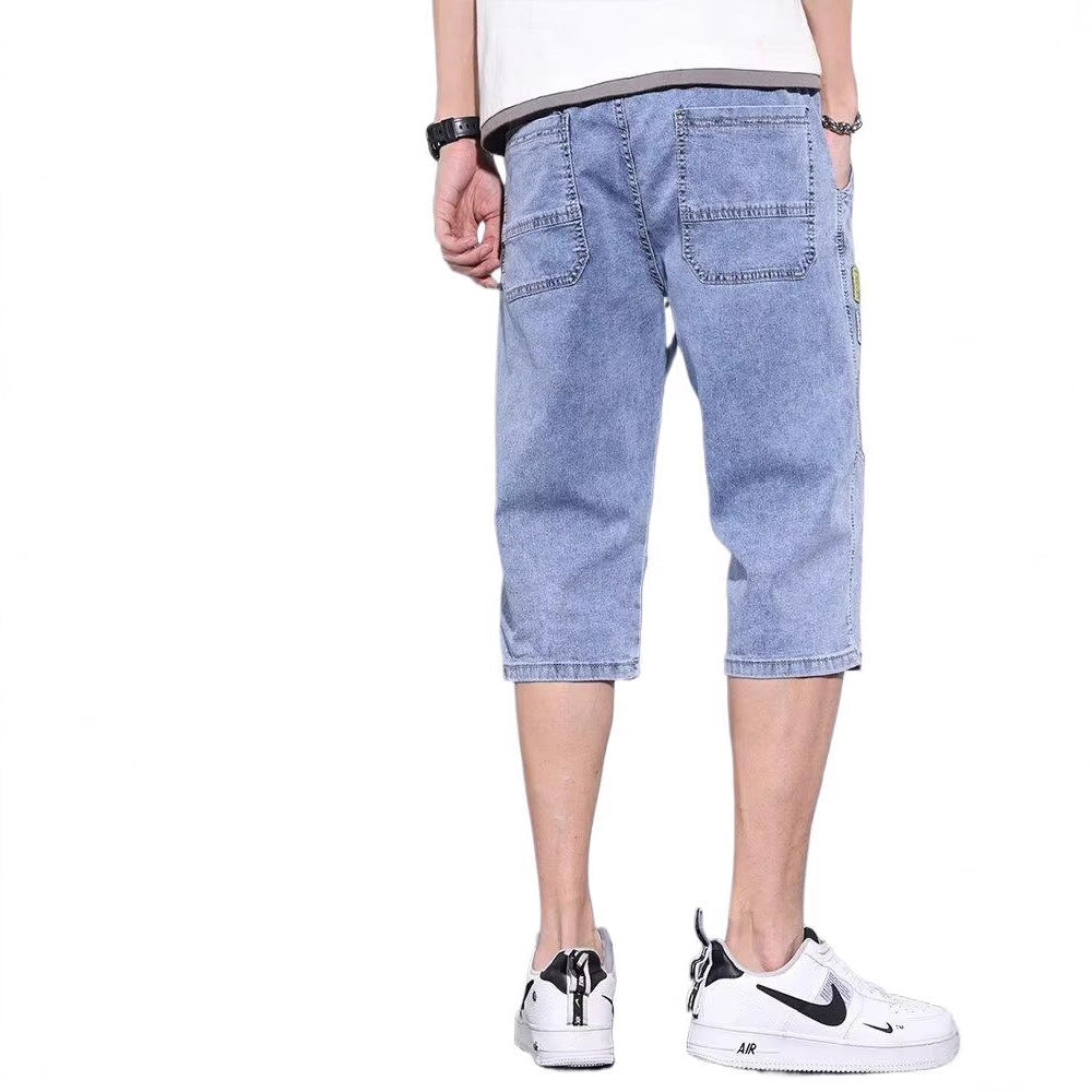 Short en jean droit tendance pour homme en coton